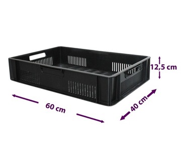 SKRZYNKA MAGAZYNOWA POJEMNIK PLASTIKOWY TRANSPORTOWY PLASTIKOWY 40x12,5x60