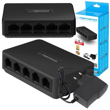 SWITCH 5-PORTOWY LAN RJ45 GIGABIT ROZDZIELACZ PRZEŁĄCZNIK 10/100/1000 Mb/s