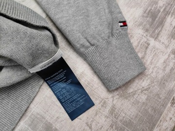 TOMMY HILFIGER MĘSKI SWETER CREW NECK SZARY DUŻE LOGO ORYGINAŁ r. L