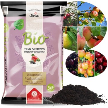 Ziemia Podłoże BIO Drzewek i Krzewów Owocowych 50L Wokas BIO