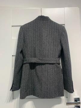 Massimo Dutti szara grafitowa marynarka żakiet tweed guziki 34 XS