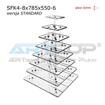 Многоярусная подставка для торта из оргстекла на 100 порций, свадебная.