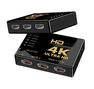 Przełącznik Switch HDMI 5x1 + pilot IR ROZGAŁĘŹNIK switcher obrazu