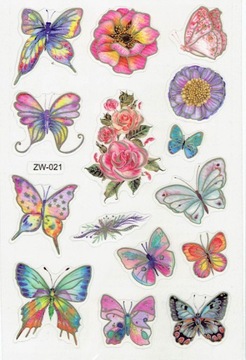 NAKLEJKI METALIZOWANE MOTYWACYJNE FASION 10x15 cm. MOTYLE KWAITY
