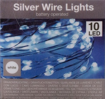 LAMPKI CHOINKOWE LED NA BATERIE 10 LED zimne