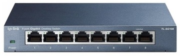 SWITCH TP-LINK TL-SG108 GIGABIT 8 PORTÓW 1000Mb/s METAL PRZEŁĄCZNIK DESKTOP