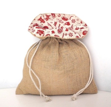 Рождественский джутовый мешочек для подарков