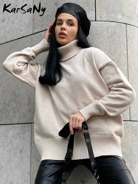Women's Thick Sweaters Oversize Turtleneck Women W