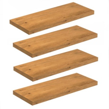 PÓŁKA ŚCIENNA WISZĄCA 50 CM DĄB 4 SZTUKI KOMPLET!