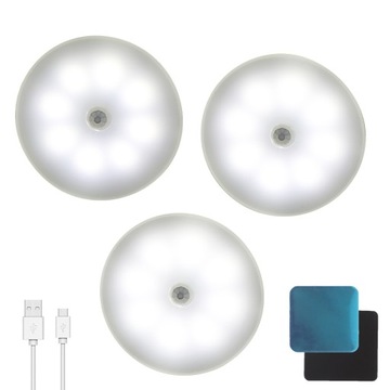 3 X LAMPKA NOCNA 8 LED STICK-ON Z CZUJNIKIEM RUCHU ZMIERZCHU DO SYPIALNI