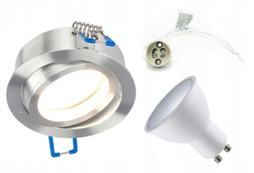 OPRAWA SUFITOWA PODTYNKOWA OKRĄG LED RUCHOMA SREBRNA EDO +GU10 +ŻARÓWKA LED