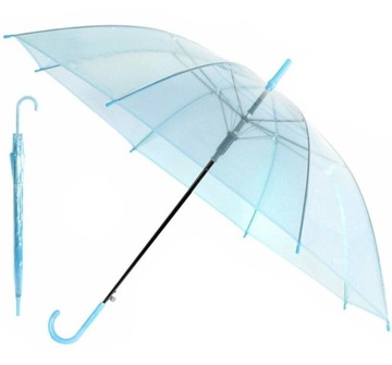 Parasol Parasolka Przeźroczysta Ślub NIEBIESKA