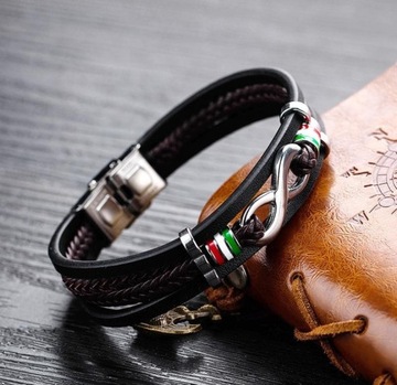 CZARNA BRANSOLETKA MĘSKA NIESKOŃCZONOŚĆ STAL