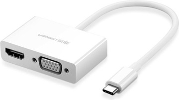 Adapter UGREEN MM123 USB-C - HDMI / VGA biały