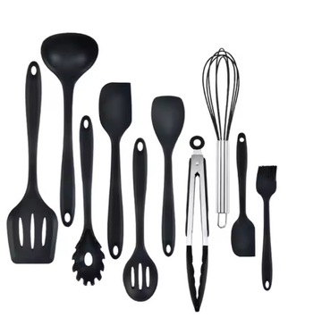 НАБОР КУХОННОЙ ПОСУДА, СИЛИКОН, ЧЕРНЫЙ, УМЫВНИК, ЛОЖКА, ШПАТКА, 10 ШТ.