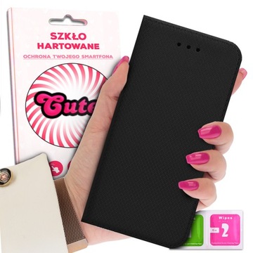 Etui MAGNET CZARNY +SZKŁO do XIAOMI REDMI NOTE 9