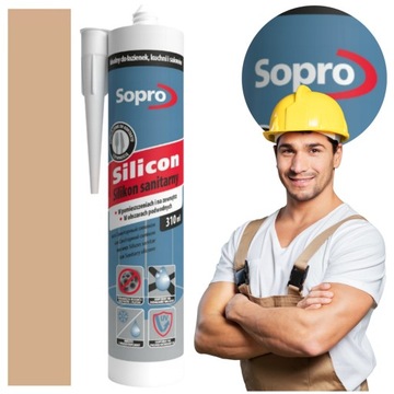 Silikon Sanitarny SOPRO Uniwersalny Grzybobójczy 310ml beż 32