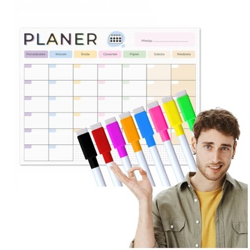 Magnes planer magnetyczny kalendarz PISAKI ZESTAW