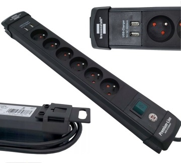 LISTWA ZASILAJĄCA PREMIUM LINE 6 GNIAZD KABEL 3 M 2 X USB 3.1 A 1951164602