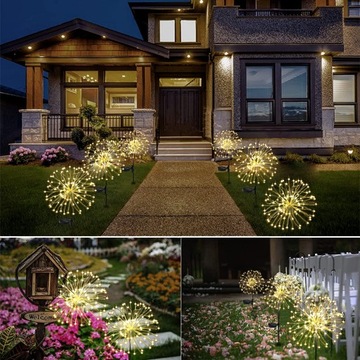 2 САДОВЫХ СВЕТИЛЬНИКА С СОЛНЕЧНЫМ УПРАВЛЕНИЕМ Одуванчик ФЕЙЕРВЕРК УКРАШЕНИЕ 150 СВЕТОДИОДОВ