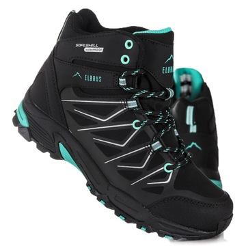 Buty trekkingowe Elbrus Mabby Mid WP WO'S Wodoodporne BLACK GREEN