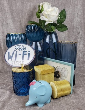 ВЫСОКИЙ ПОДСВЕЧНИК КОЛЛЕДЖ, СИНИЙ КОВРИК OMBRE, 30 СМ