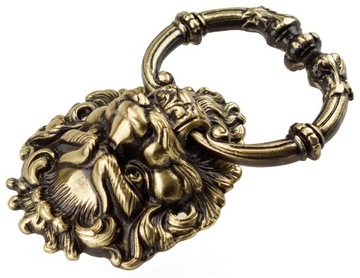 ДВЕРНОЙ МОЛОТОК, ЛАТУНЬ, ЛЕВ, БОЛЬШОЙ, ПАТИНА