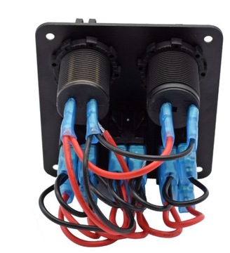 Панель переключателей 3 вольтметра Carling USB алюминий.