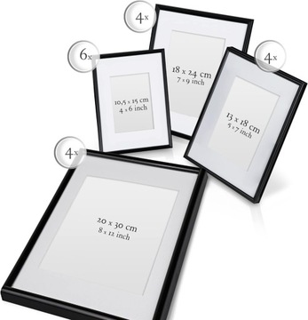 Набор из 18 фоторамок - коллаж из фоторамок для стены галереи