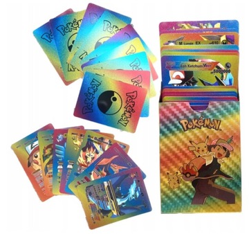 Альбом Pokemon + карты 55 шт. ЗОЛОТЫЕ КОЛЛЕКЦИОННЫЕ КАРТЫ RAINBOW