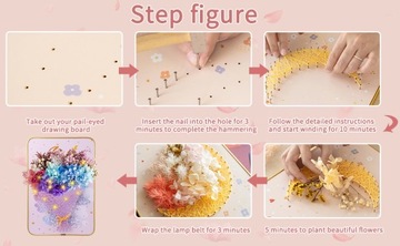 Художественный набор струн со светодиодной подсветкой и сухоцветами РУЧНОЙ РАБОТЫ.