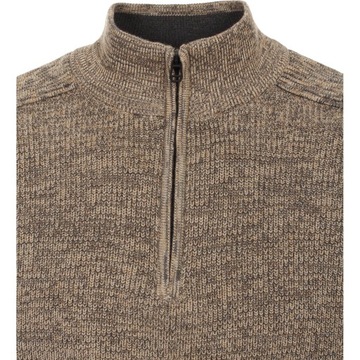 beżowy melanż, gruby bawełniany sweter męski rozpinany Redmond M