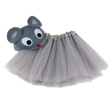 CZAPKA + SPÓDNICZKA STRÓJ SZARA MYSZ MYSZKA 3-10L