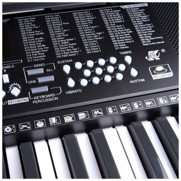 DUŻY KEYBOARD ORGANY PIANINO DO NAUKI 61KL PODŚWIETLANE KLAWISZE LED+STATYW