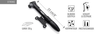 Mini pompka Meteor STROKE 120g PRESTA SCHRADER