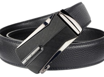 PIERRE CARDIN Skórzany Pasek Męski Elegancki KLAMRA AUTOMAT Skóra PREMIUM