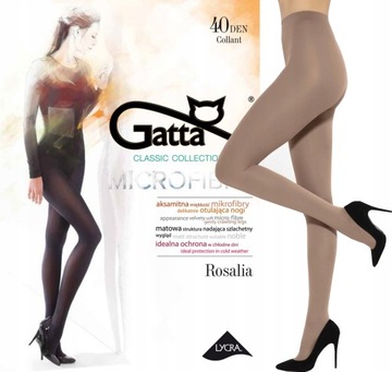 rajstopy GATTA 40 den kryjące ROSALIA mikrofibra gładkie LATTE # 3 M