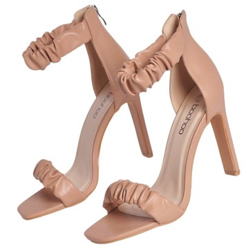 SANDAŁY NA SZPILCE ELEGANCKIE BOOHOO NUDE r.39