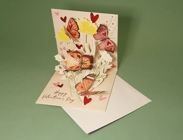 БАБОЧКИ на ДЕНЬ ВАЛЕНТИНА подарочная карта СУПЕРКАРТЫ 3D