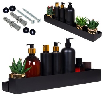 PÓŁKA ŁAZIENKOWA WISZĄCA CZARNA LOFT 50 CM