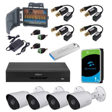 DAHUA zestaw CCTV 4 kamery FullHD XVR 4CH AI 1TB