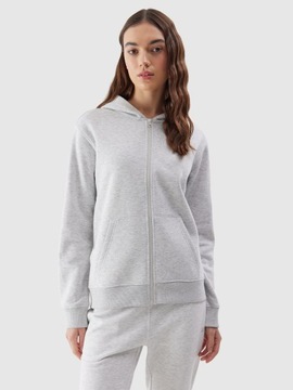 BLUZA 4F DAMSKA DRESOWA ROZPINANA Z KAPTUREM - SZARA r. M