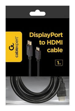 КАБЕЛЬ DisplayPort «папа» — «папа» HDMI DP КАБЕЛЬ HDMI FHD 1М, ЧЕРНЫЙ