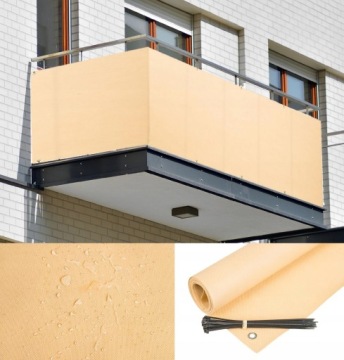 OSŁONA BALKONOWA 1X5M NA BALKON BEŻOWA + GRATIS!