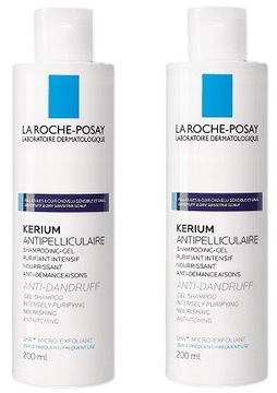 2x LA ROCHE-POSAY KERIUM Szampon przeciwłupieżowy łupież tłusty 200 ml
