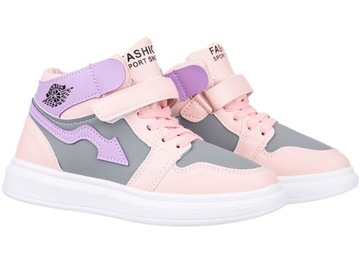 BUTY SPORTOWE DZIECIĘCE WYSOKIE LEKKIE NA RZEP 30