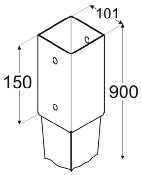 АНКЕР ПРИВОДНОЙ НА ОСНОВЕ СТОЙКИ 100х100х750