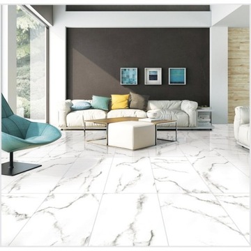 PŁYTKI BIAŁE CZARNA ŻYŁKA BŁYSZCZĄCE PODŁOGOWE SCIENNE CARRARA 60×120 GAT.I