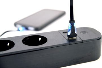 GEMBIRD ИНТЕЛЛЕКТУАЛЬНЫЙ Удлинитель питания с USB-зарядным устройством 4XSCHUKO, ЧЕРНЫЙ