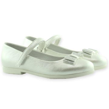 WOJTYŁKO 5B22018B БАЛЕТНЫЕ ТУФЛИ ДЛЯ ДЕВОЧЕК ТУФЛИ ДЛЯ ПРИЧАСТИЯ БЕЛЫЕ Размер 36